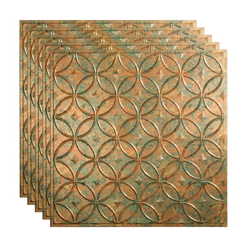 FASÄDE Rings Decorative Vinyl 2ft x 2ft Lay in Ceiling Panel in Copper Fantasy (5 Pack) - 5 Pack - Copper Fantasy