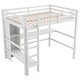 preview thumbnail 12 of 22, Full Size Loft Bed with Storage Shelves and Desk, Multi-functional Kids Bed Frame with Open Bookcase