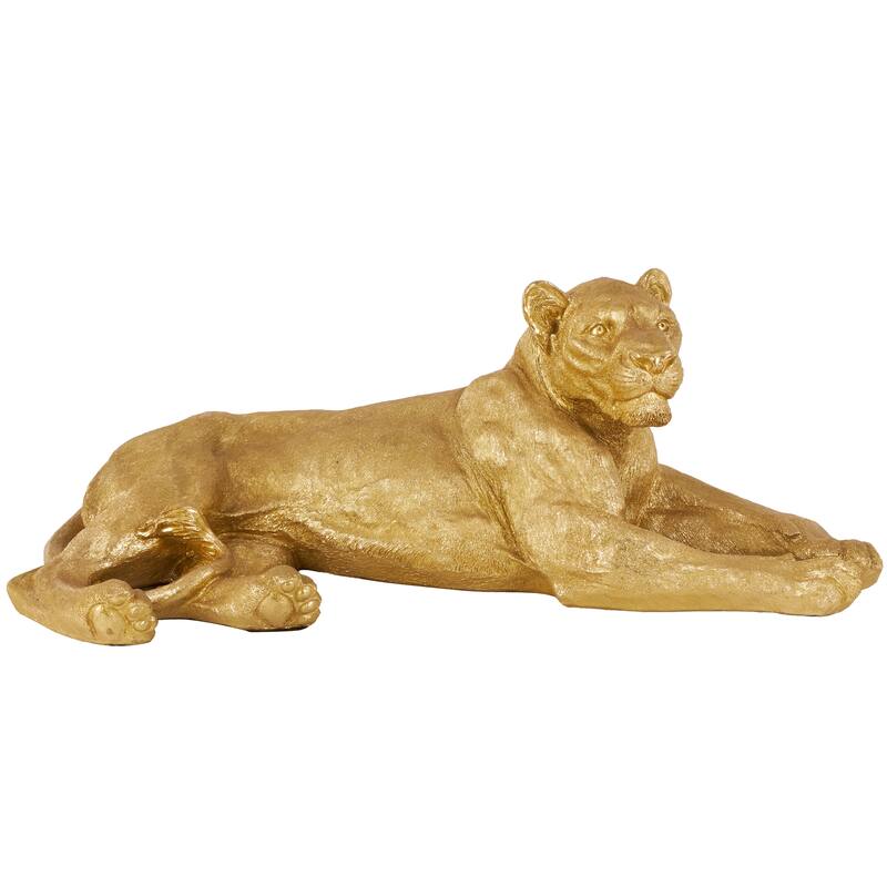 Gold Resin Laying Tiger Decorative Sculpture - Gold