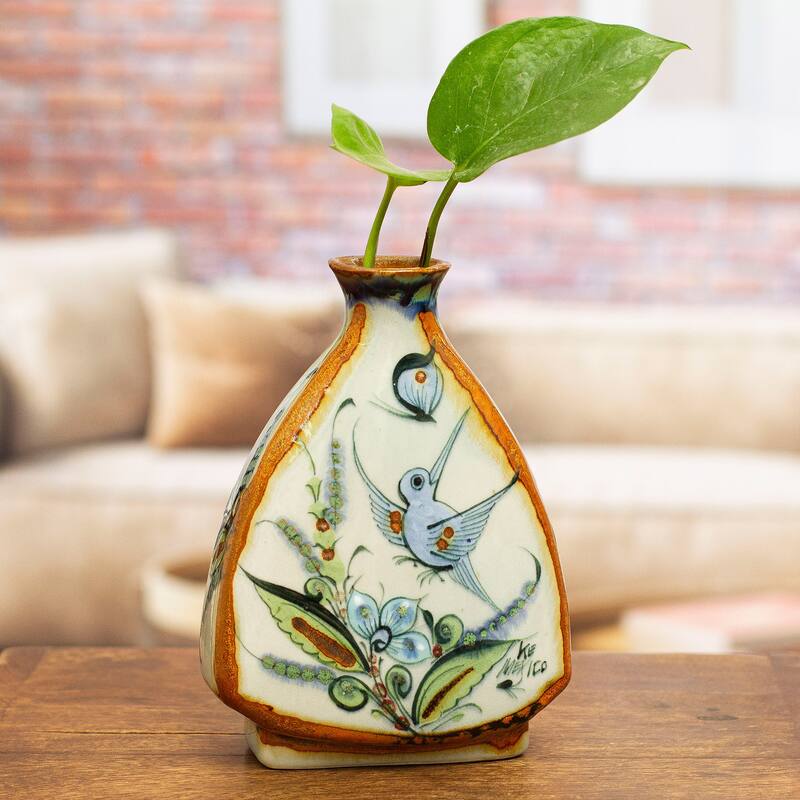 Novica Handmade Delta Nature Ceramic Vase