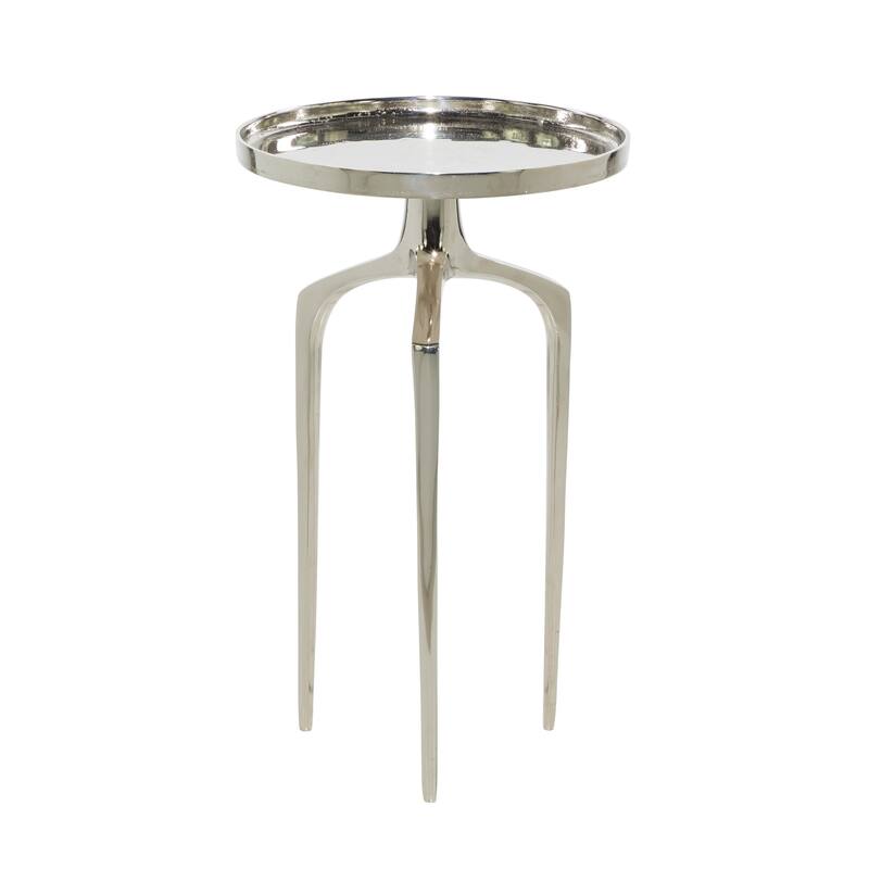 Sleek Aluminum Metal Tray Inspired Accent Table with 3 Tripod Legs - Black, Gold, Silver