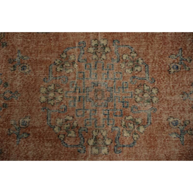 Hand Knotted Oriental 100% Wool Carpet Transitional Floral Oranges & Rust Anatolian Area Rug - 9' 2'' X 5' 6''