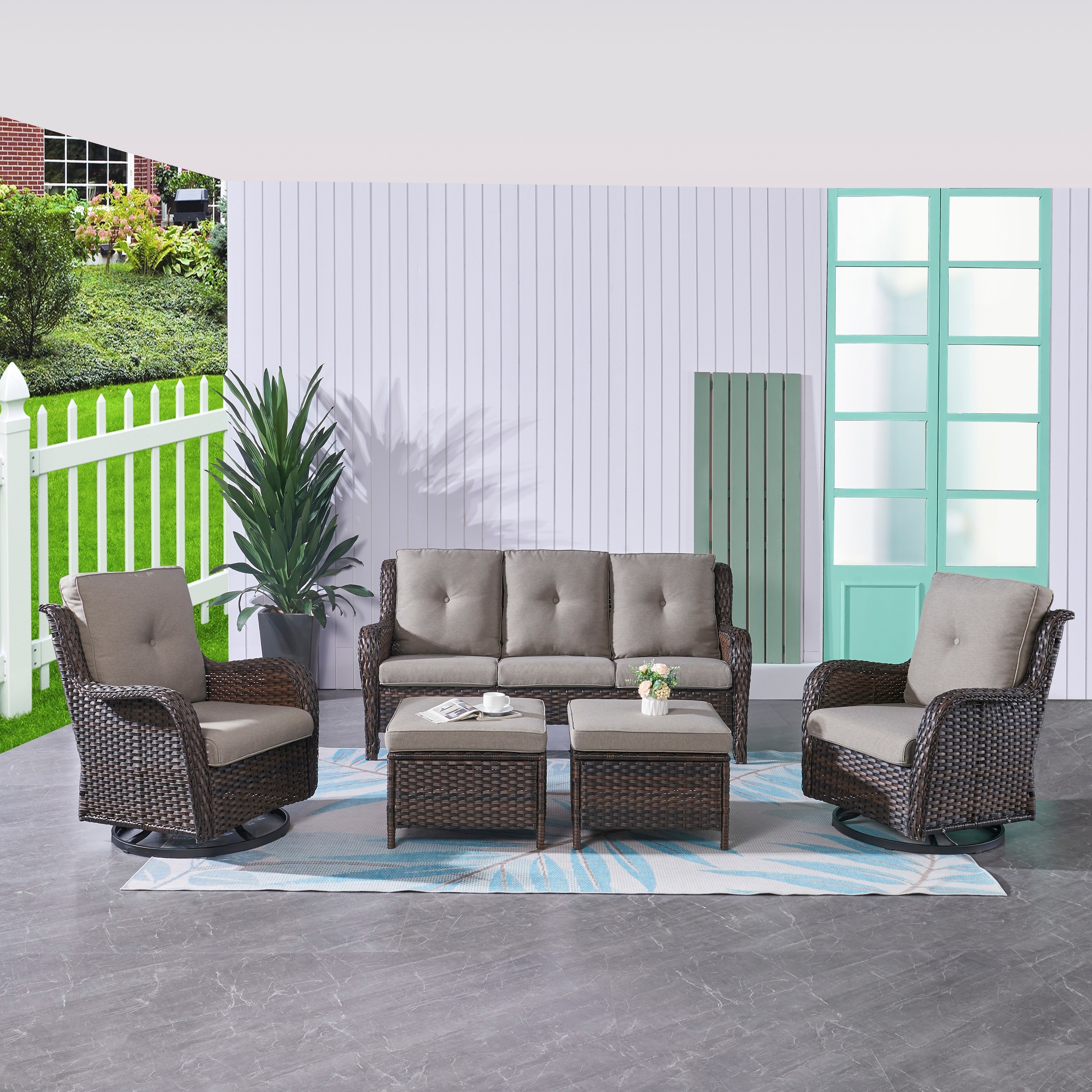 Swivel chair best sale sofa set