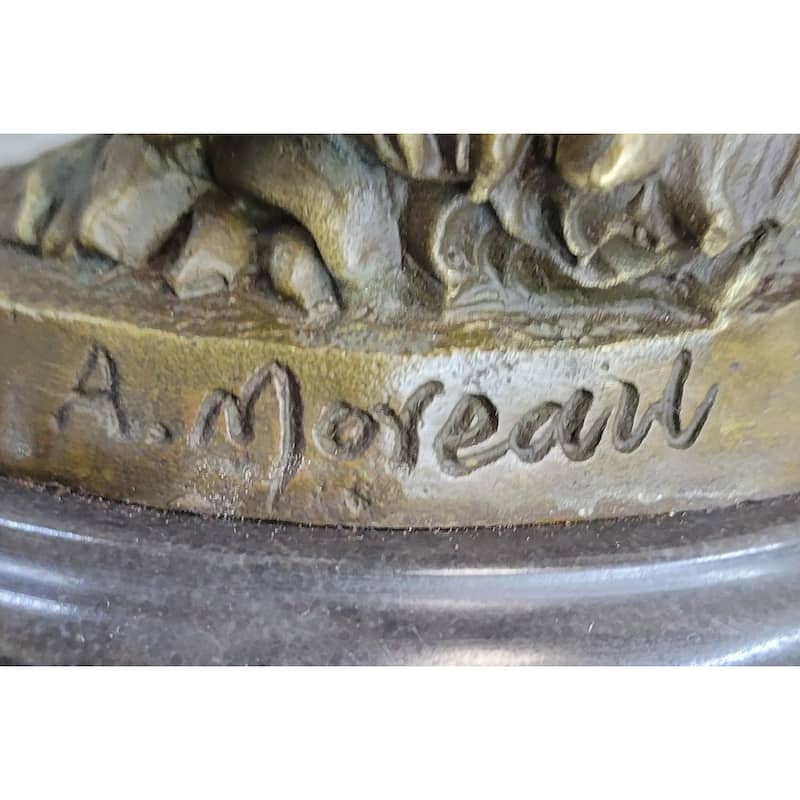 Bronze Sculpture Young Lady Gazes Into A Flower By Moreau Art Nouveau Deco Decor