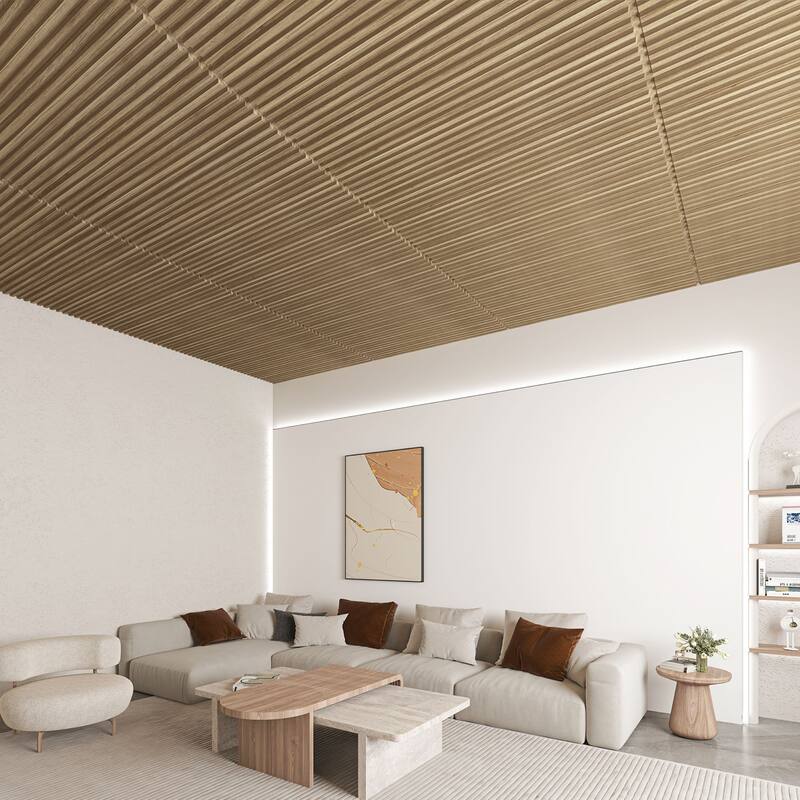 Art3d PVC Drop Ceiling Tiles,Slat Design Wall Panels,2X4 ft,12Pcs