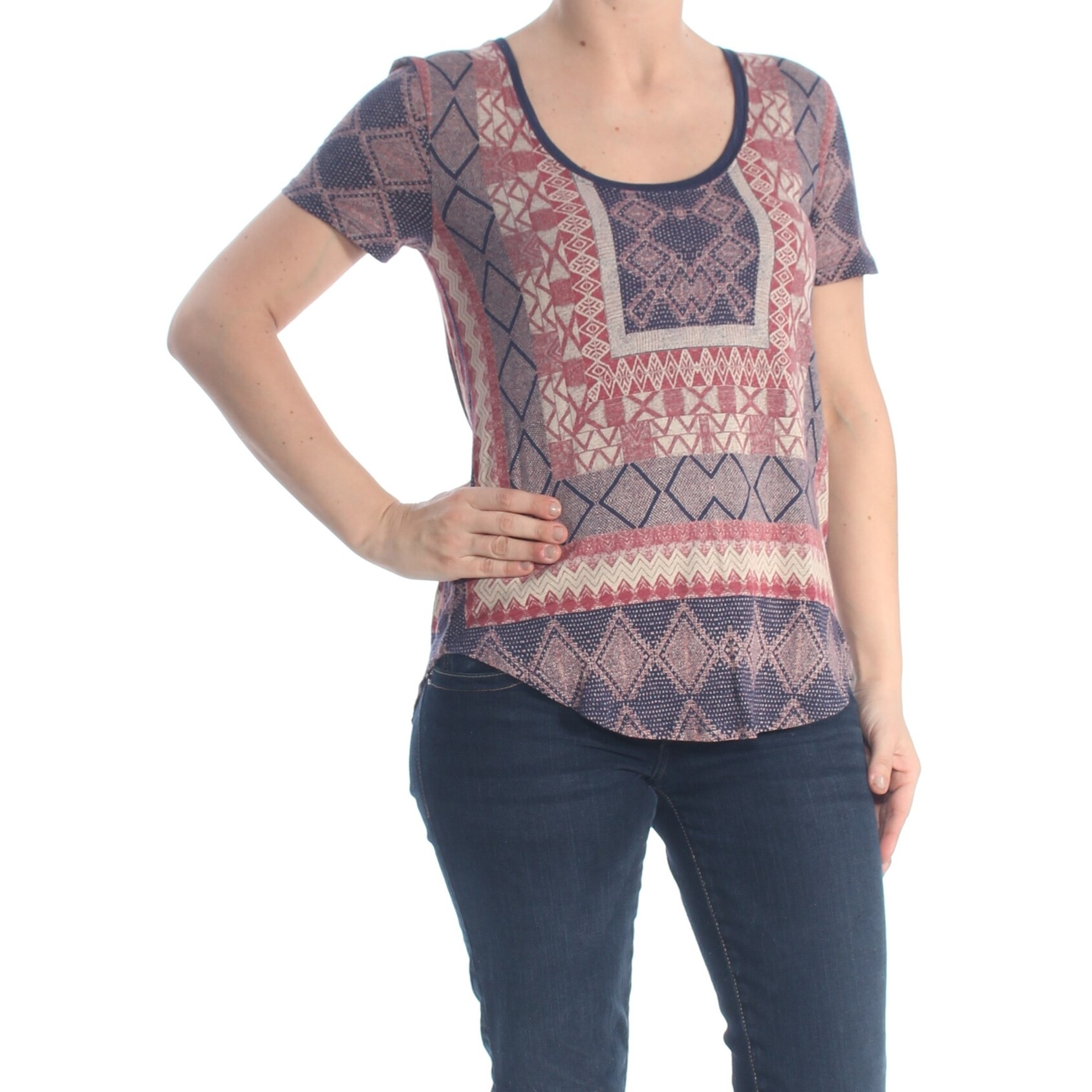Shop Lucky Brand Womens Navy Tribal Short Sleeve Crew Neck T Shirt