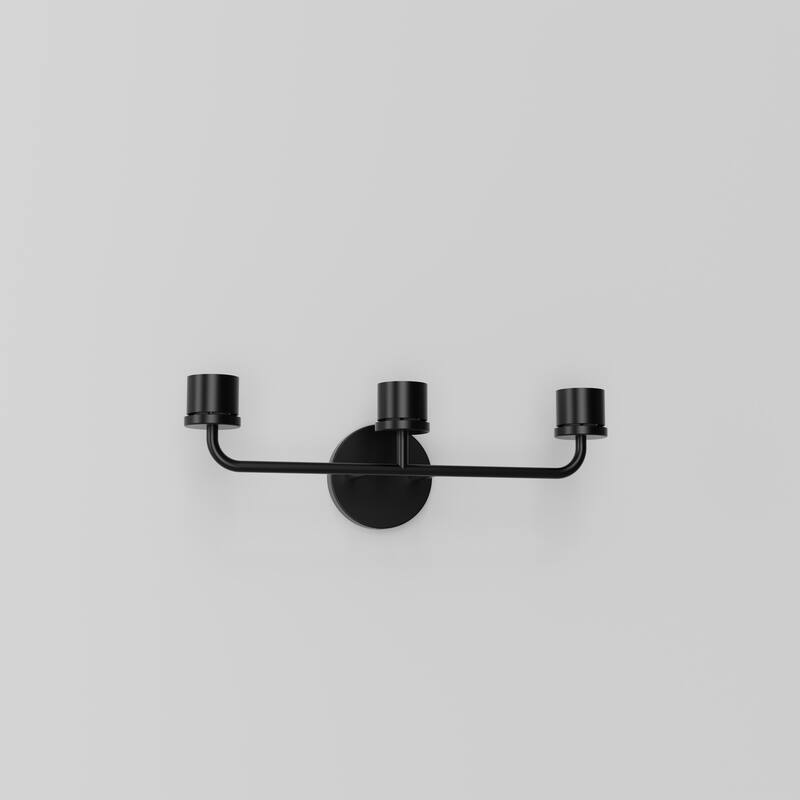 YANSUN Black Metal Light Rod Hardware Light Accessories for 3-Light Mirror Light, Round Wall Box, Metal Bend Tube, E26 Base - 18.74*5.59*6.52 - Black