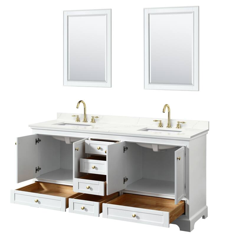 Deborah 72-inch Double Vanity, Quartz Top, 24-inch Mirrors