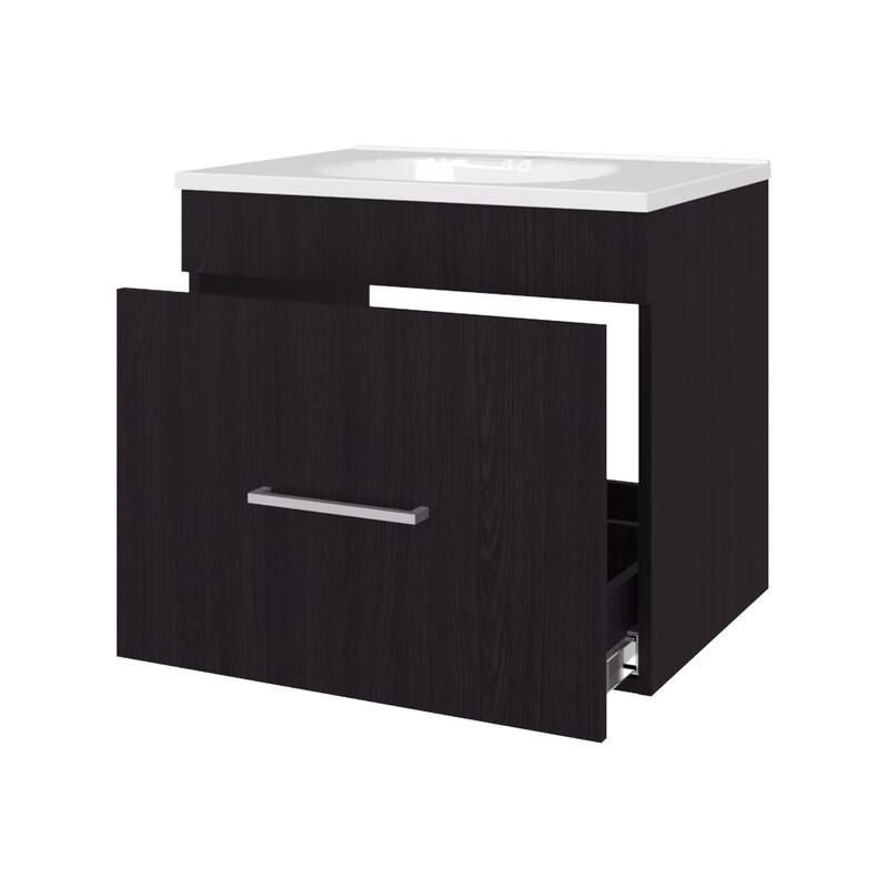 Floating Bathroom Vanity Set with Sink, One Drawer Wengue