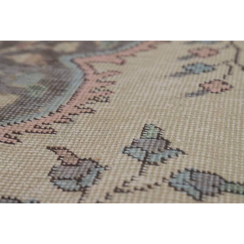 Floral Medallion Tabriz Persian Area Rug Handmade Wool Carpet - 6'7"x 9'8"