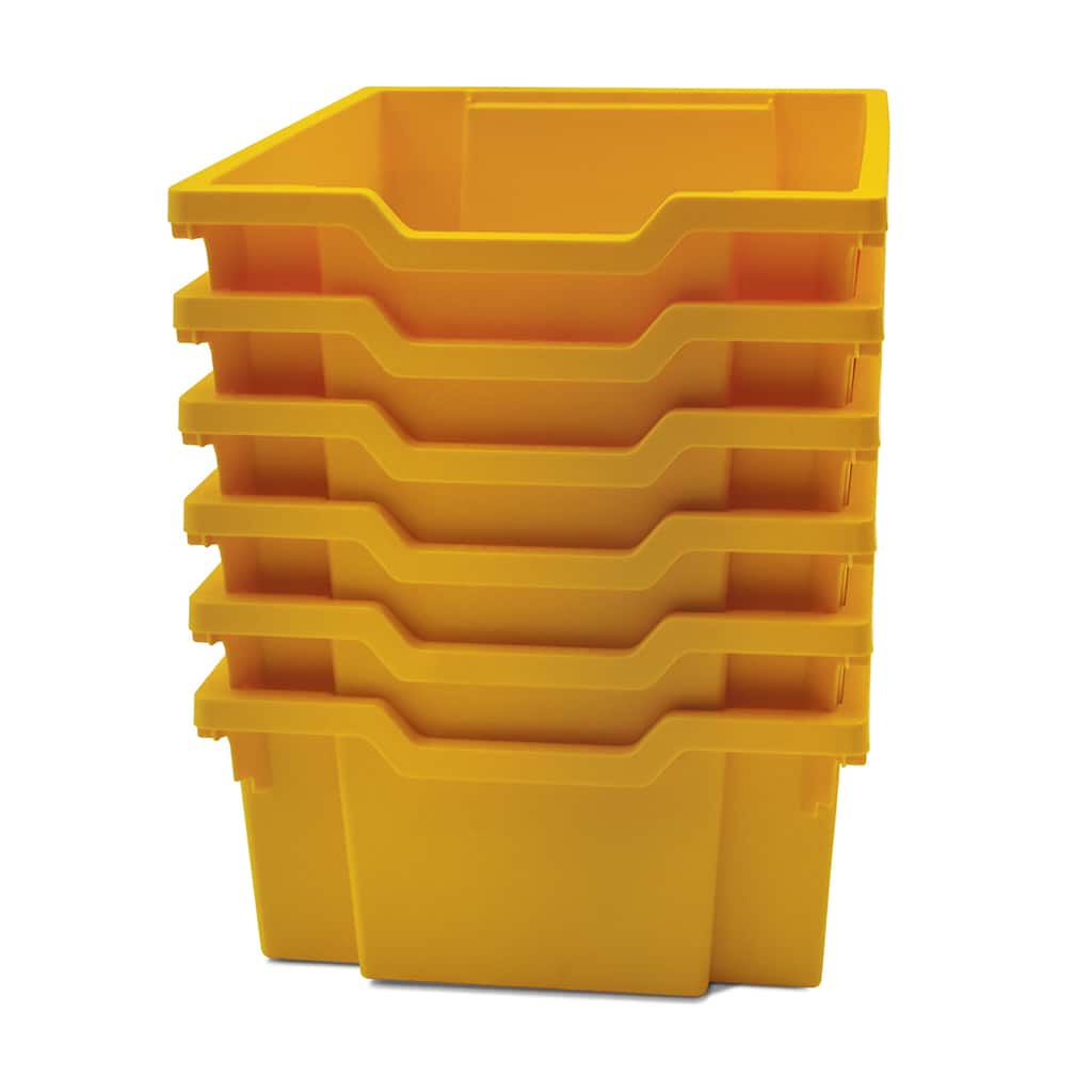 Gratnells Deep F2 Tray, Sunshine Yellow, 12.3" x 16.8" x 5.9", Heavy Duty School, Industrial & Utility Bins, Pack of 6