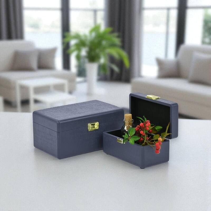 Sable Set of 2 Wooden Boxes with Gold Handles