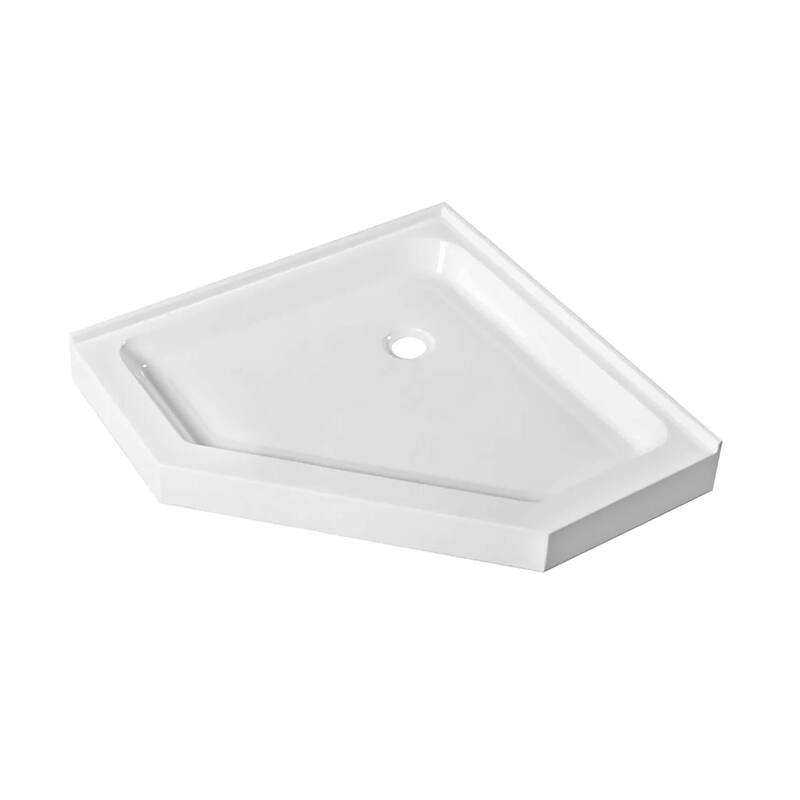Neo Angle, Acrylic Shower Base with Compatible Glass Frameless Shower Enclosure