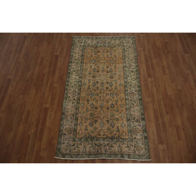 Hand Knotted Oriental 100% Wool Carpet Transitional Floral Oranges & Rust Anatolian Area Rug - 6' 10'' X 3' 8''