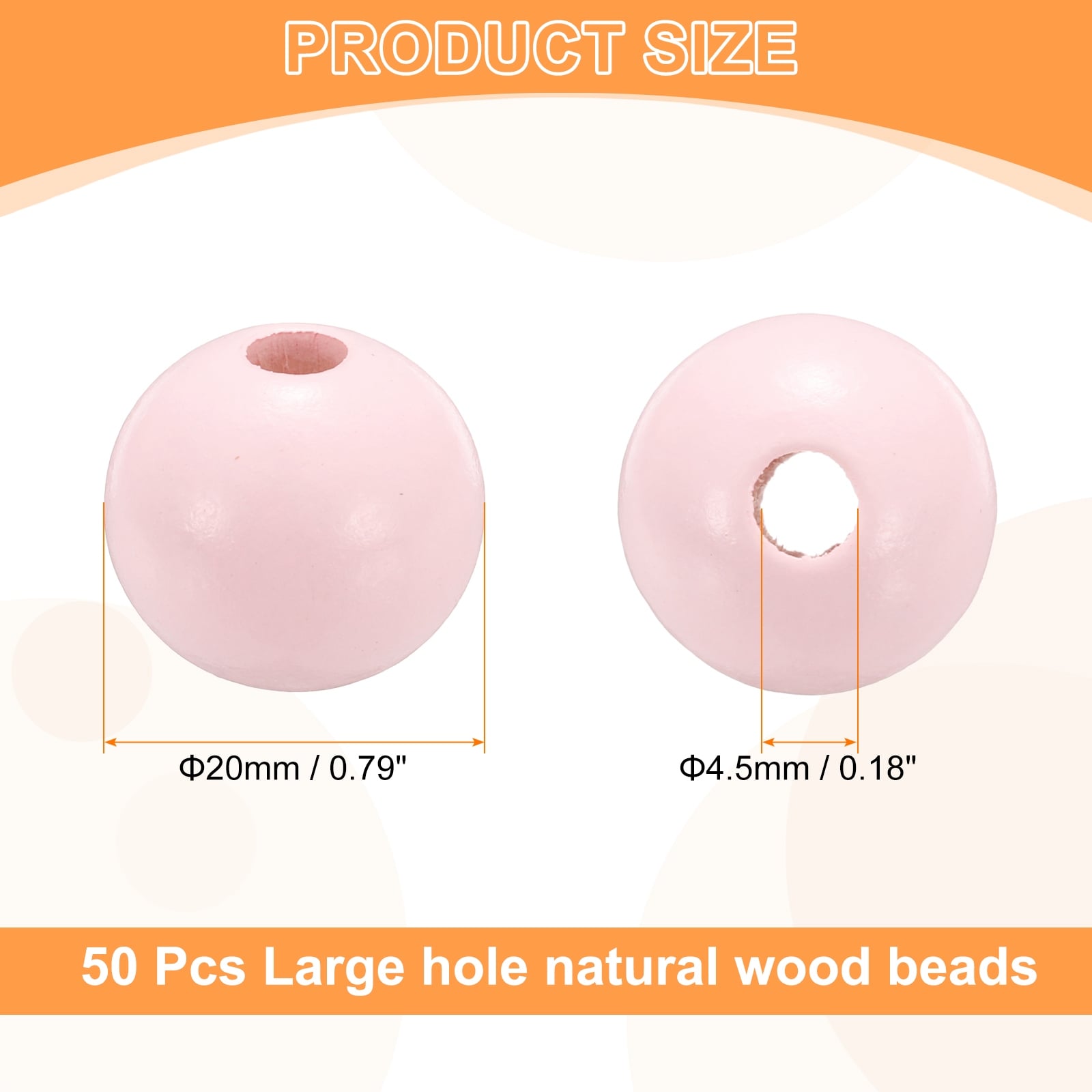 Wood Beads Large Hole Round Wooden Loose Spacer Beads for Jewelry Making Necklace Bracelets DIY
