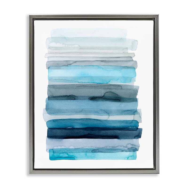 Stupell Water Inspired Blue Grey Ombre Abstract Lines Floater Frame