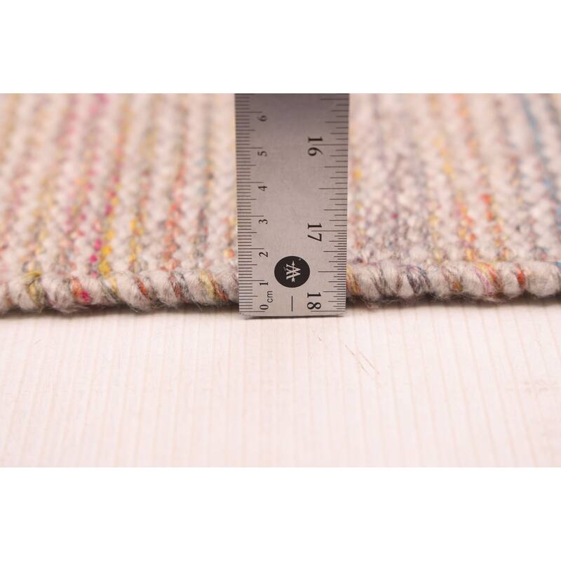 ECARPETGALLERY Flat-Weave Nevada Light Grey Wool Kilim - 5'4 x 7'9