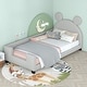 preview thumbnail 7 of 10, Twin Size Upholstered Daybed with Carton Ears Shaped Headboard Light Grey