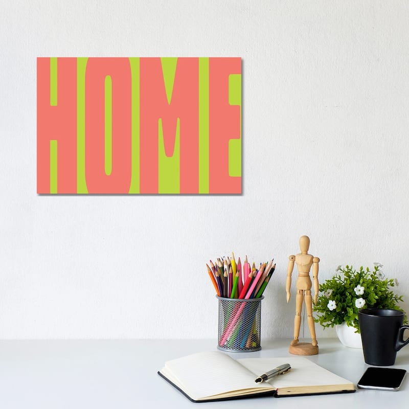 iCanvas "Home Green Fluo" by Mambo Art Studio Canvas Print - 8x12x0.75