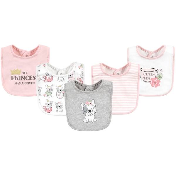 slide 1 of 1, Hudson Baby Infant Girls Cotton Bibs, Girl Whimsical Dog, One Size - Girl Whimsical Dog - One Size One Size - Girl Whimsical Dog