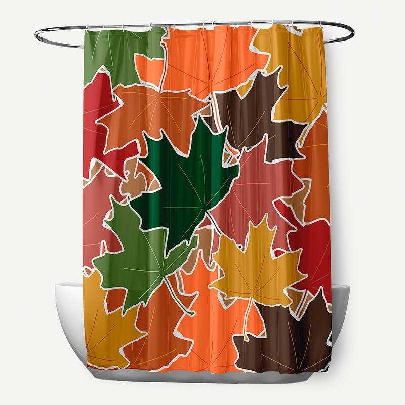 Leaf Pile Shower Curtain - Forest Green