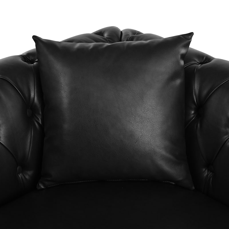 GDFStudio - Belmont 99" L-Shaped Reversible Chesterfield PU Leather Sectional Sofa with Nailhead Trim & Tufted Back