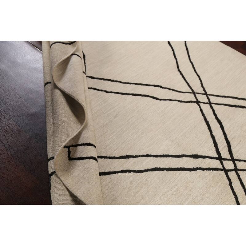 Vegetable Dye Moroccan Contemporary Area Rug Hand-knotted Wool Carpet - 6'5" x 9'9"