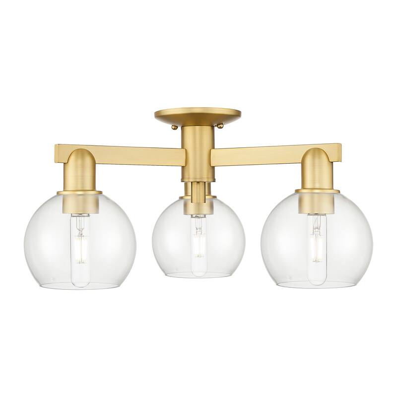 Innovations Lighting Endless Possibilities Arcadia - Athens - 3 Light 23" Semi-Flush Mount - Clear/Satin Gold