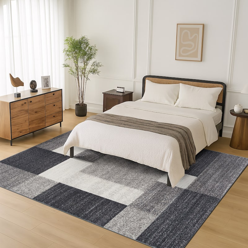 World Rug Gallery Modern Boxes Design Non-slip (Non-skid) Area Rug