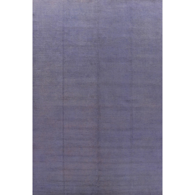 Hand Knotted Oriental 100% Wool Carpet Modern Solid Navy Blue & Blues Gabbeh Area Rug - 13' 10'' X 10' 1''