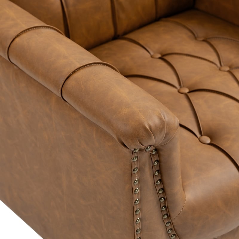 Modern Faux Leather Accent Chairs Set Of 2, Upholstered Armchair For Living Room