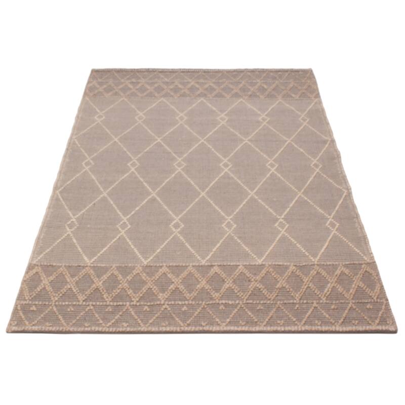 ECARPETGALLERY Braid weave Sienna Grey Wool Rug - 5'10 x 8'10