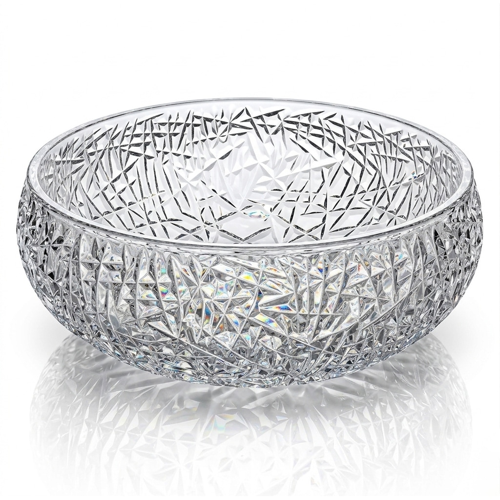 Moonshell 17" Round Crystal Cut Glass Vessel Bathroom Sink - 18"