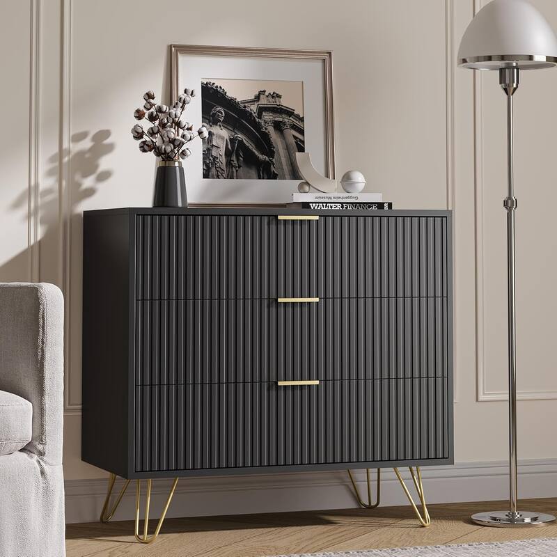FURNIWAY Fluted Drawer Dresser for Bedroom