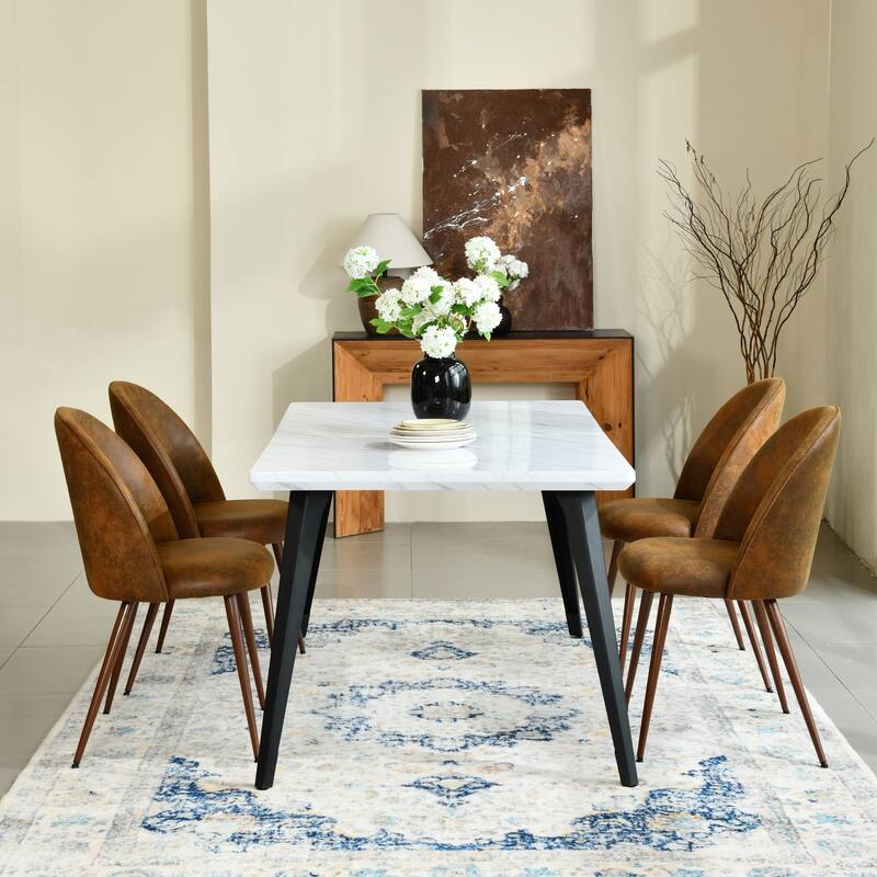 Homy Casa 5-Piece Modern Dining Set with Rectangular Table and 4 Upholstered Chairs