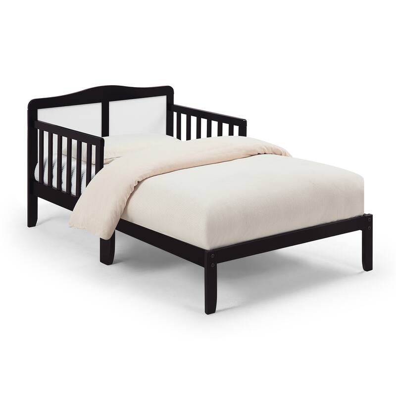 Wood Toddler Bed with Dual Side Guardrails