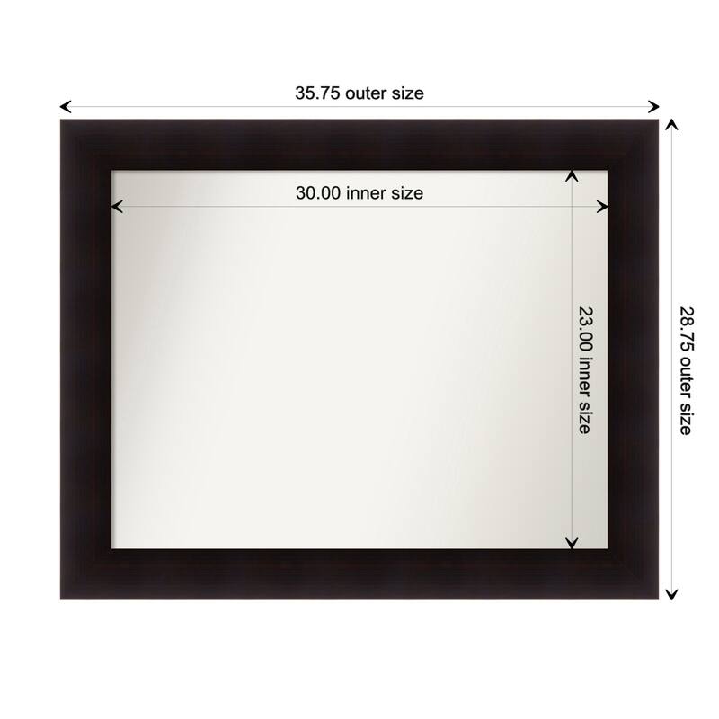 Portico Espresso Framed Non-Beveled Custom Wall Mirror, Bathroom Vanity Mirror - Outer Size: 35.75 x 28.75
