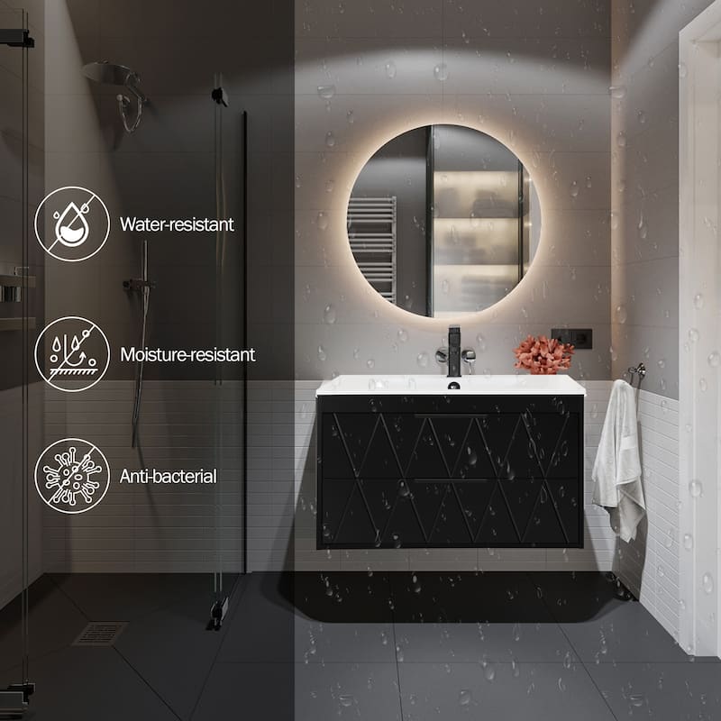 Wall Mount Vanity with Ceramic Sink SMC Sink Soft-Close
