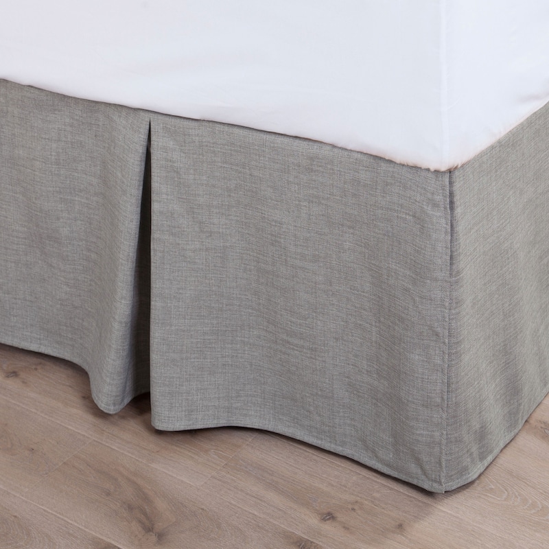 HiEnd Accents Carmen Solid Taupe Linen Bed Skirt - Queen