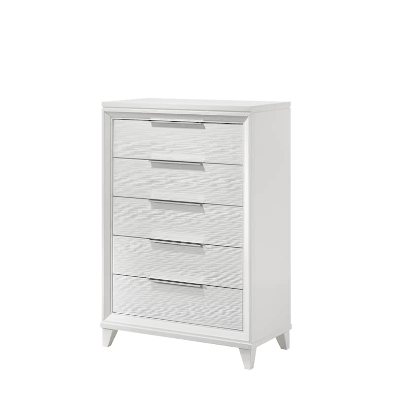 Etti White LED Upholstered Panel Bed
