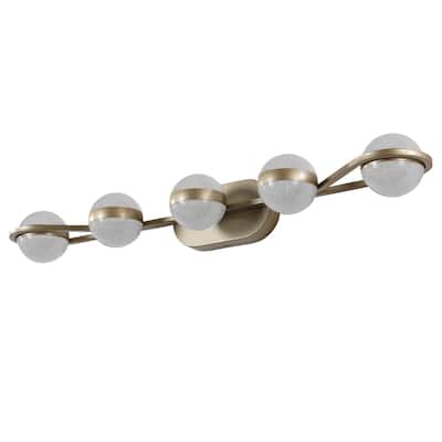5-Light Champagne Gold LED Vanity - Acrylic - Bathroom Mirror