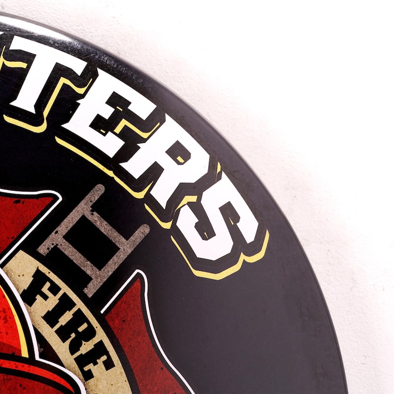 Firefighters Real Super Heroes Dome Metal Sign - 15.5" - 15.75" H x 15.75" L x 2.25" D