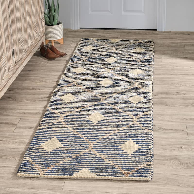 Reign Diamond Handwoven Area Rug by Kosas Home - 2.6x8 - Indigo