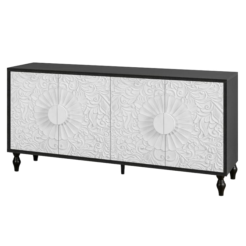 Carved Symmetrical Design Door Frame for TV Stand Table