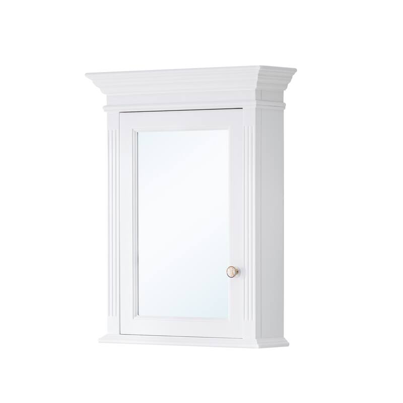 24"W X30"H Surface Mount Solid Wood Framed Medicine Cabinet With Mirror And Wooden Shelves