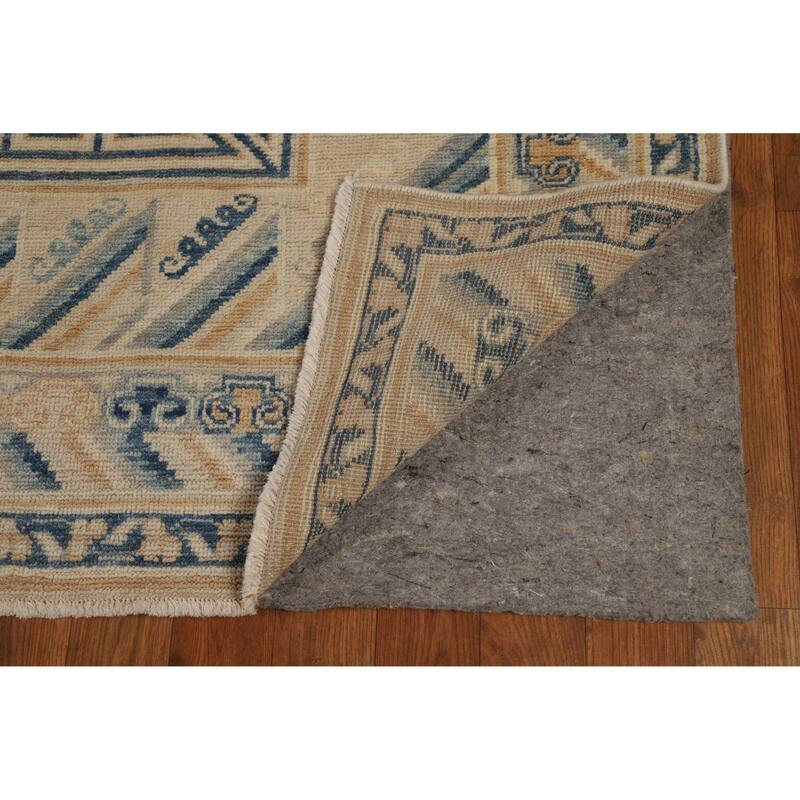 Hand Knotted Oriental 100% Wool Carpet Transitional Geometric Navy Blue & Blues Oushak Area Rug - 12' 0'' X 9' 2''