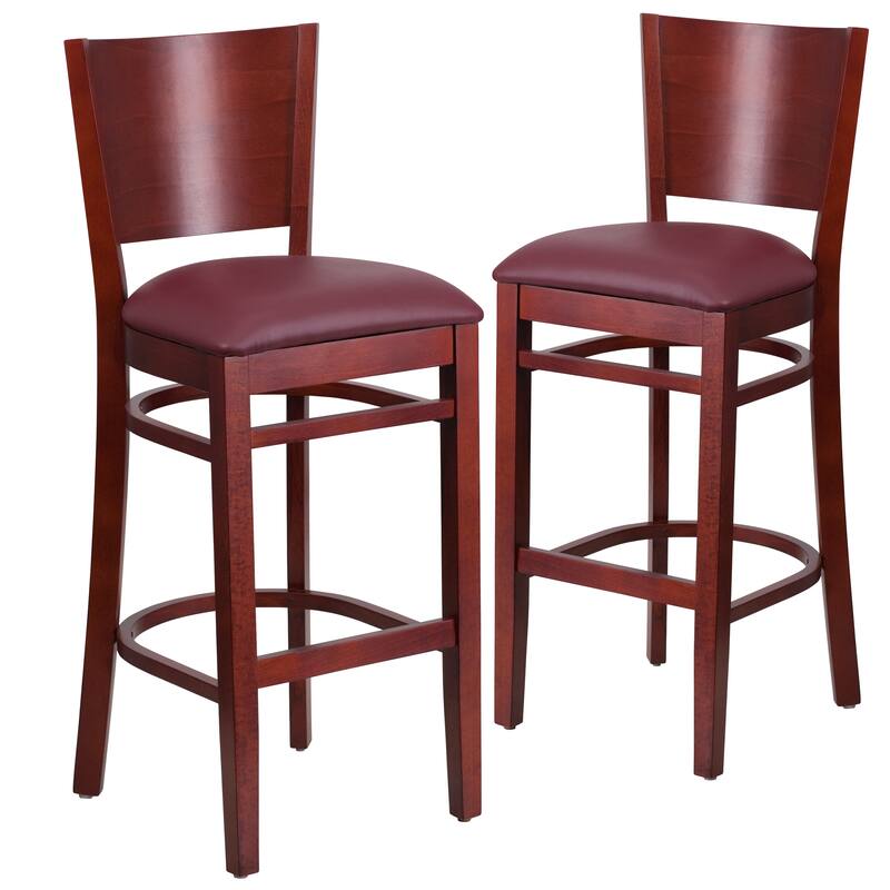 2 Pk. Lacey Series Solid Back Wooden Restaurant Barstool - 16.75"W x 18"D x 43.5"H - 16.75"W x 18"D x 43.5"H