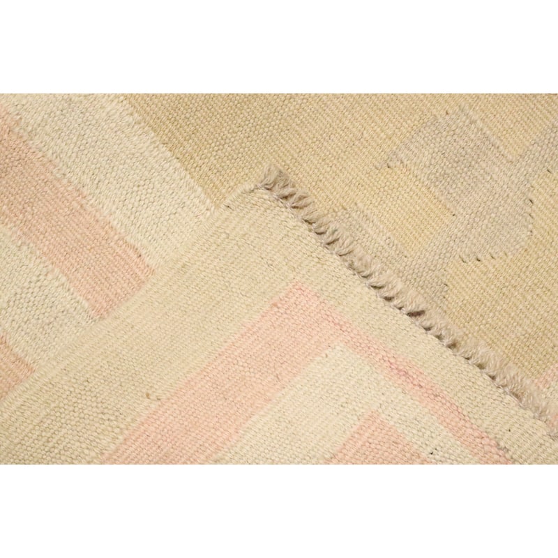 Hand Woven Oriental 100% Wool Carpet Southwestern Tribal Yellow & Gold Kilim Area Rug - 4' 9'' X 3' 2''