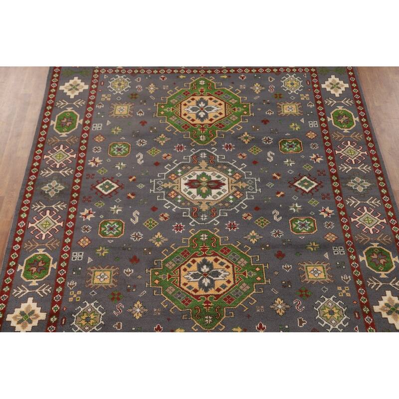 Traditional Kazak Area Rug Hand-Knotted Oriental Wool Carpet - 8'0" x 9'11"