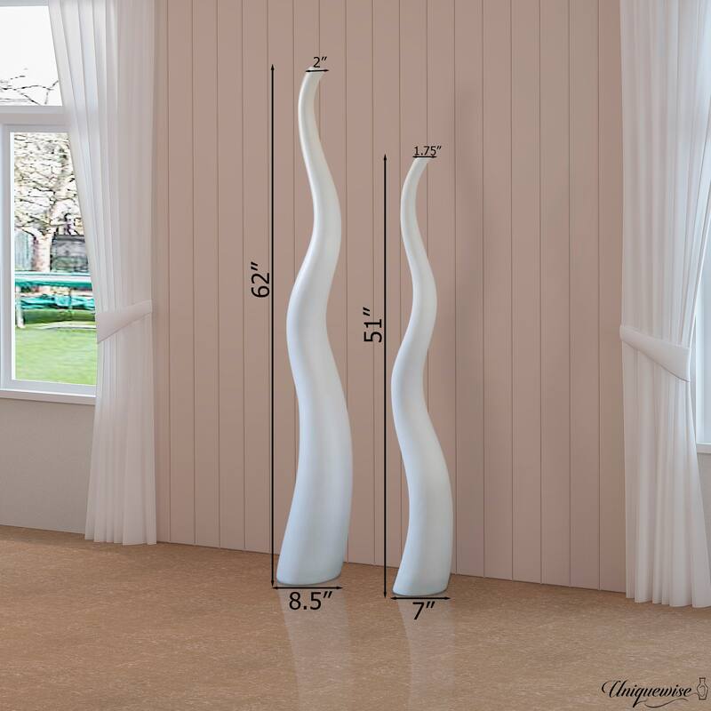 Tall Ceramic White Animal Horn Floor Vase Elegant for Entryway Dining Living Room Decor Statement Piece with Distinctive Antler
